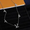 Designer halsband modehänge halsband kvinnors 4 blad gräs diamanthalsband hög smyckespresent