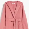 Designer Coats Cashmere Coats Luxury Coats Maxmaras Womens Pink Handsewn Shawl Collar Hooded With Belt Bathrobe Style Lace Up Mid Length Wool Coat