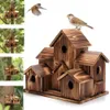 Creative Bird House Wooden Handmade Hummingbird House Waterproof Hanging Birdhouse Hummingbird Nest Outdoor Garden Decorations 240419