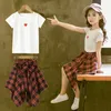 Zoetop Summer Children Girl 2PCS Set di vestiti set scuola forma Tshirtbowknot Scala irregolare per ragazze 415 anni 240408