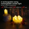 Pack de bougies sans flamme scintillante de 12 LED réalistes rechargeables avec télécommande à 4 touches pour la fête de Noël à domicile 240417