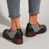 Casual schoenen 2024 vierkante hak gestreepte pompen kanten Decoratieve printkleur Matching Ademend dikke dames