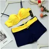 Kvinnors badkläder Bikini Push Up Women Swimsuit Plus Size Solid Work Shorts Two-Pieces Swimming Bathing Suits Tankini Q190518 Drop Del DH9FI