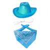 Hundkläder Bekväm Pet Cowboy Hat Western Costume Justerbar Buckle Set Bandana för små