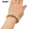 Bedelarmbanden wt-jf346 groothandel verbazingwekkende stretch round ball kralen armband in 18k echte goud vergulde weerstand van tartenbare 10 stks