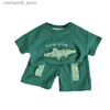 Set di abbigliamento T-shirt casual a 2 pezzi/set boy+pantaloncini set di binari per bambini a maniche corta per bambini New Fashion Childrens 1-5 anni 2024 Q240425