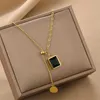 Anhänger Halsketten Frauen Modeeinkommen Vintage Quasten Emerald Block Anhänger Choker Girl Jubiläum Party Schmuckliebhaber Geburtstag Hochzeitsgeschenk