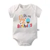 Rompers Its My 1/2 Birthday Cake Printing Baby Rompers Birthday Party Clothes Toddler Jumpsuits Infant Boys Girls Short Sleeve Bodysuit d240425