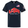USA Basketballer Printed Street Casual T-Shirts Men Loose Oversize Clothing Breathable Cotton Short Sleeve Fashion Hip Hop Tees 240425