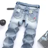 Jeans Men Vintage kleding Hiphop Streetwear Denim Distressed White Medium Moustache Effect Casual modebroek groot formaat 240417