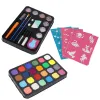 Tatouos face corps peinture kit de cheveux coloriage paillettes paillettes de poudre de maquillage palette de peinture 24 couleurs modèle avec éponge pour temporaire