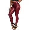 Leggings pantaloni da yoga in pelle con cerniera ad alta vita con cerniera in pelle femminile con leggi sottili sexy con controllo di fitness elastico sexy pantaloni di fitness 240424 240424