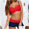 Kvinnors badkläder Bikini Push Up Women Swimsuit Plus Size Solid Work Shorts Two-Pieces Swimming Bathing Suits Tankini Q190518 Drop Del DH9FI