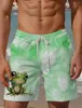Short masculin fashion grenouille tropicale 3d Panneau imprimé Hawaiian Swim Trunks cordon de natation confort