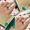 Anneaux Charm Emerald Dimaond Promise Ring 925 Sterling Sier Engagement Band For Women Bridal Jewelry Gift Drop Livrot OtGeh