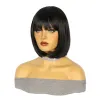 Perruques courtes bob raides perruques pour femmes Black Synthetic Natural Hair Wig avec une frange complète Cosplay résistant à la chaleur Utiliser les faux cheveux