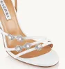 Elegant Aquazzura Starry Night Women Sandals Shoes White Gold Party Wedding Pumps Flower Crystal Embellment Lady High Heels EU35-43 med låda