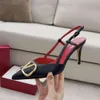 Designer Women Sandals High Heels Metal V Buckle Pointed Shoes Naked Black Red Matte Classic Sandals Slim Fit Sexy High Heels Wedding Shoes