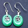 Bengelen oorbellen qingmos echt 12 15 mm ovaal groene jade oorbel voor vrouwen met Chinese "fu" woord sterling zilver S925 EAR325