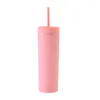 Mugs Tumbler Double Wall Pastel Colored Water Bottle Juice Yoga Cup With Lid Reusable For Cold Drink