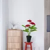Flores decorativas Hermosas Flor de Anthurium Anthurium Verde y rojo Decoración del hogar de la configuración fácil Artificial para oficinas