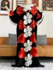 Ethnic Clothing 2024 African Women Dashiki Dress Kaftan Abaya Summer Short Sleeve Dess Printed Floral Loose Casual Robe With Big Scarf