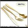 Cucina bar set da sala da pranzo per la consegna goccia da giardino 2021 75pcs monouso per nozze in plastica per matrimoni da tavolo da tavolo da tavolo in bronzo oro