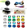 Jeux 2 joueurs Copie Sanwa Arcade DIY Kit zéro Détage USB Board Game Contrôleur Joystick Encoder sur PC Raspberry Pi LED Buttons 30 mm