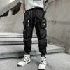 Męskie spodnie 2022 Style odzieży technologicznej Multi Pockets Spodnie towarowe Man Vintage Punk Hip Hop Pants Wstążka Wstąpią Casual Joggers Streetwear D240425