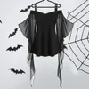 Women's Blouses V-Neck Lace Tassel Top Chic Bat Sleeve Halloween Tops For Women A-Line Slim Fit Details Verstelbare cosplay