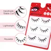 3 pairs Manga Fairy Eyelash Reusable Memory fibers Transparent stem Three-dimensional layering Full strip Lashes extentions