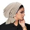 Hijabs vooraf verbonden moslimvrouwen hijab bonnet geplooide ruches tulband chemo cap onderstreept haarverlies hoed islamitische kanker hoofddeksels sjaal mujer d240425