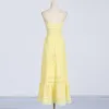 416 XL 2024 Milan Runway Dress SPring Summer Sleeveless Lace Embroidery Yellow Spaghetti Strap Skirt Womens Dress Fashion High Quality boka