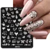 Art Love Heart Stamping Plates Valentines Nails Template Image Romantic Flower Line Letter Printing Stencils Nail Accessories SASW