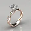 Anelli a grappolo 14k Rose Gold White 1 FL Diamond Anello per femmina Silver 925 Gioielli gemme 14 K Box