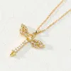 Pendant Necklaces Classic Micro-Inlaid Stainless Steel Wing Dragonfly Necklace Fashionable Personality Gorgeous Temperament Clavicle Chain