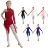 Kids Girl Modern Lyrical Dance Figure Skating Dress Ballet Gymnastics Latin Chacha Dancewear Floral Lace Bodice Leotard Dresses 240420