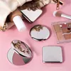 Mirrors Stainless Steel Portable Double Sided Mirror Rectangular Round Folding Cosmetic Mirror Women Handheld Metal Makeup Mirror