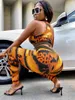 Stylish Lady Leopard gedruckt Sport 2 Stück Set Frauen ärmelloses Ernte Top und dünne Pant -Anzüge 2024 Sommer Sexy Club -Outfits