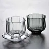 Tumblers Glass Lotus Tea Cup Thicked värmebeständig personlig uppsättning av high-end transparent elegant kung fu H240425