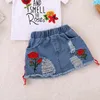 衣類セットユーモアベアガールズスーツ夏の子供用服刺繍レタープリント半袖スカートセット幼児クリスマス服