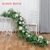 Fleurs décoratives Simulated Rose Hortensia Grande Boule de fleur Plantes artificielles Row Mariage Télange de mariage Décor extérieur Floral Wall Party