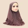 Abbigliamento etnico Donne musulmane Hijab Ruffles Amira One Piece Preghiera Pesta Turbana Turban Islamic Pull on Ready Made to Wear Hat Pray Hijabs Khimar