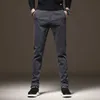 Men's Pants Autumn New Mens Cotton Stretch Casual Pants Classic Slim Straight Fashion Korean Elastic Waist Cargo Trousers Black Gray Green d240425