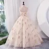 Luxo Bordado Floral Bordado Longo Prom Casamento Noite Vestidos de Casamento