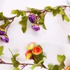 Decorative Flowers Wedding Decoration Wall Rattan Artificial Rose Vine Autumn Cane Backdrop Decor Fake Garland For Home El