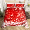 sets Merry Christmas Duvet Cover Set,Red Xmas Bells Bedding Set 3pcs,Fantasy Snow Tree Comforter Cover New Year Festival Quilt Cover