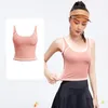 AL-216 Roupos de ginástica feminino de roupas íntimas ioga tanques de sutiã Suporte leve suporta esportes lingerie de lingerie respirável brassiere u back colete sexy com xícaras integradas