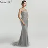 Partykleider graue Luxus ärmellose sexy Abend 2024 Elegante Meerjungfrau Pailletten -Sparkleinkleider Serene Hill La6580