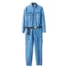 Mäns jeans män hiphop denim lastjacka set japan stil retro lös blå jumpsuit multi-fickets casual overaller utomhusbyxor hane 240423